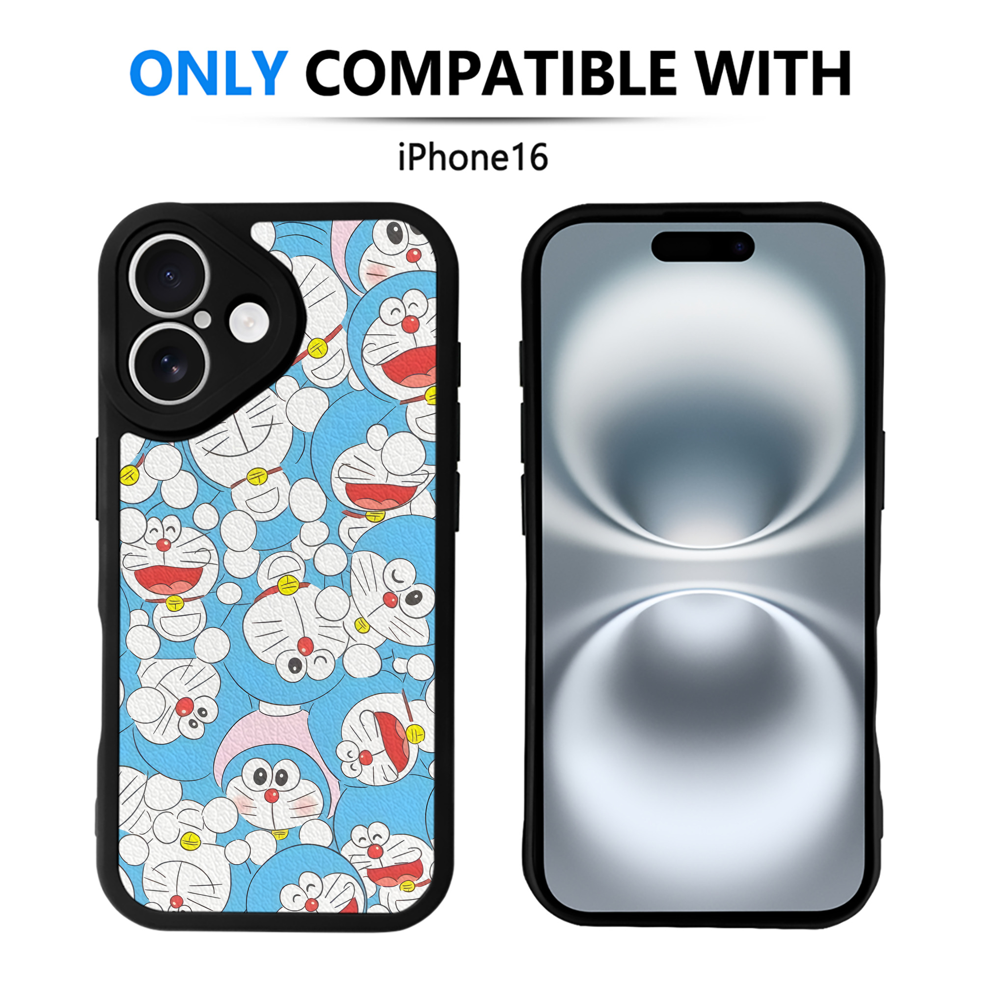 （画像用） ドラえもん Doraemon 【iPhone 16シリーズ対応】シリコンスマホケース（レザー調） 材質：シリコン